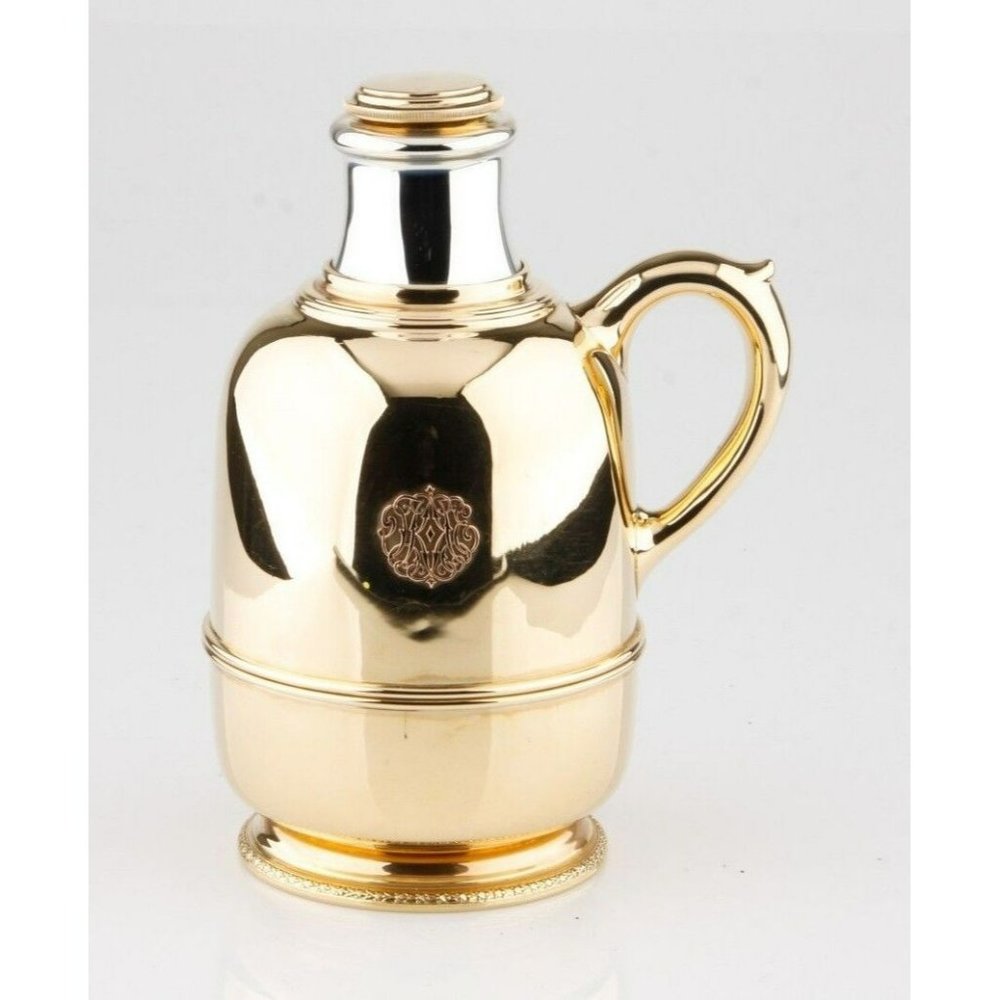 Cartier Thermos Flask/Bottle 14k Yellow and White Gold Very Rare Vintage Piece